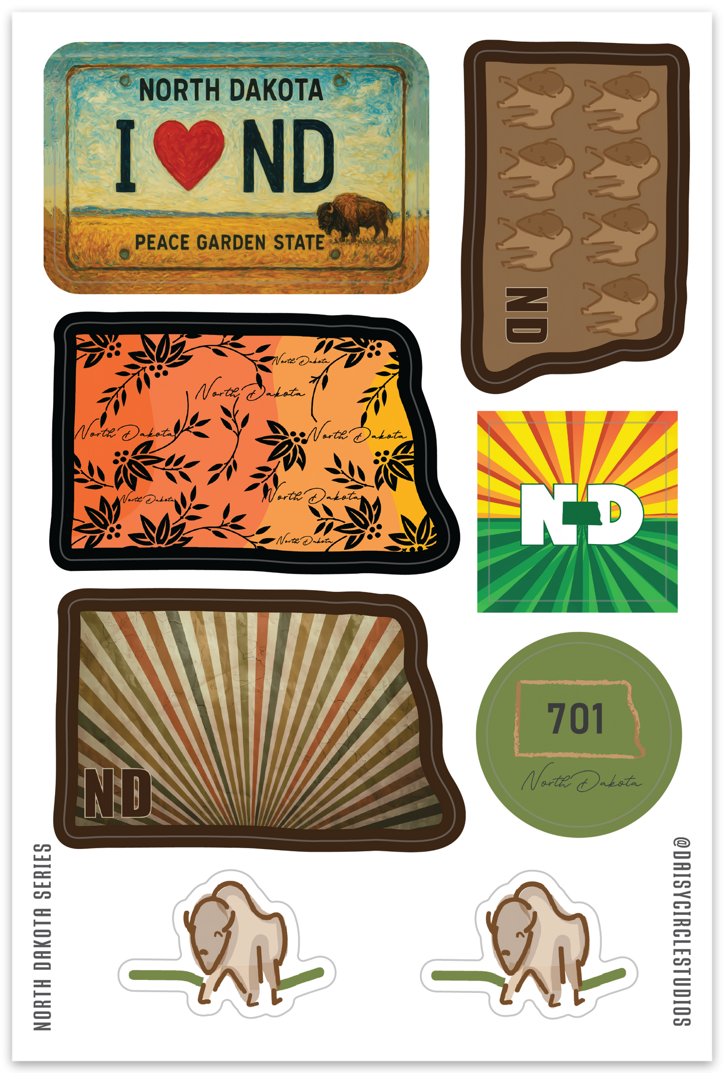 ND state Sticker Sheet 4x6