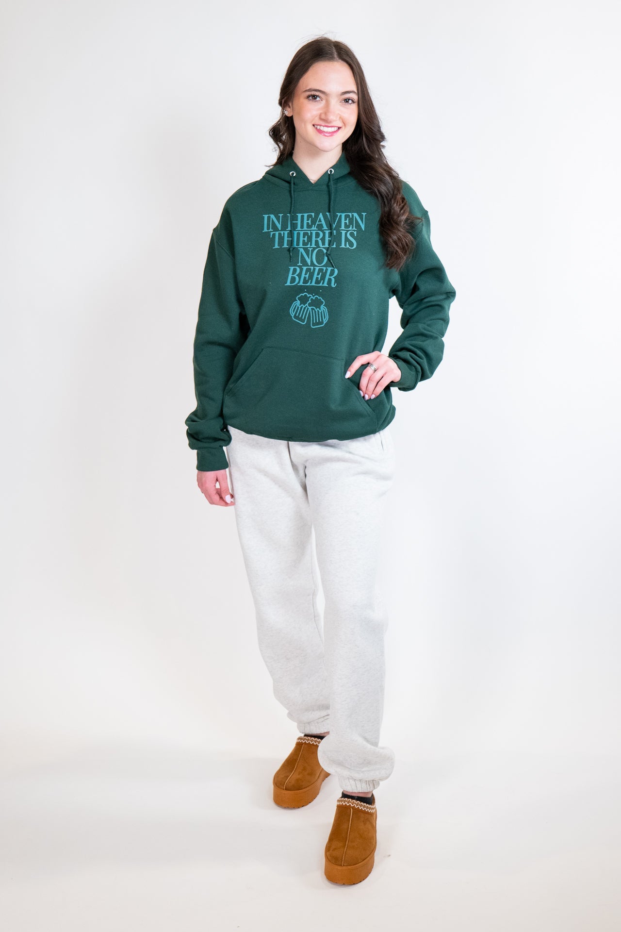 Forest Green Heaven & Beer Hockey Hoodie Sweatshirt