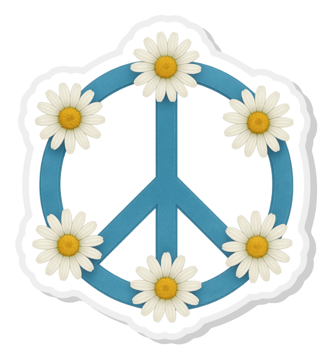 Peace Daisies Pin Acrylic