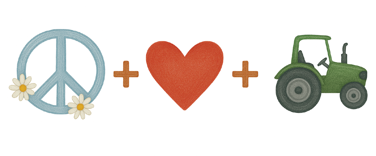 BLUE Peace Love TRACTOR Sticker