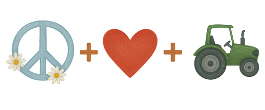 BLUE Peace Love TRACTOR Sticker