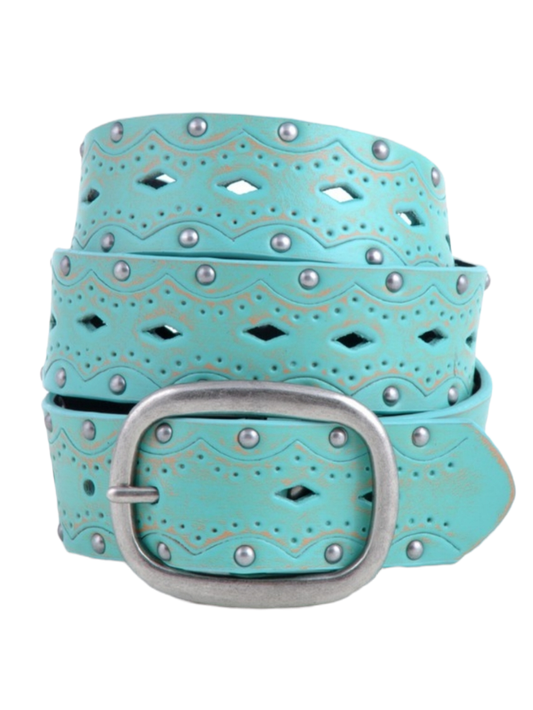 Turquoise Vintage Stud Distressed Belt