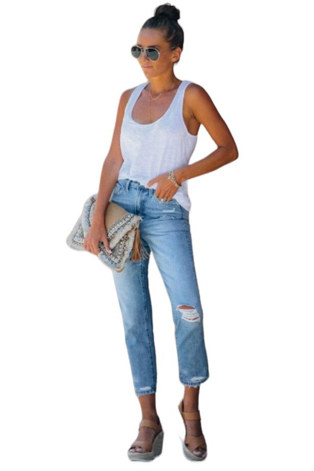 Luscious Mid Rise Light Wash Ankle Skinny Jeans