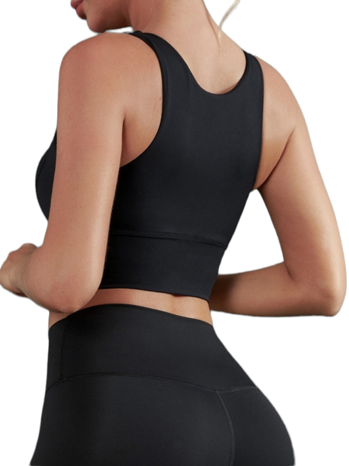 Black Shockproof Supportive Sports Bra