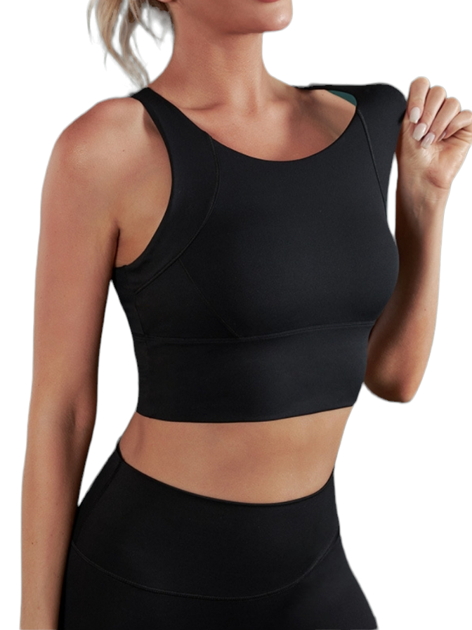 Black Shockproof Supportive Sports Bra