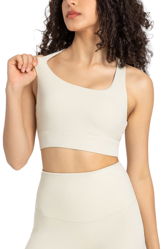 Cream Shockproof X-back Sports Bra Tank