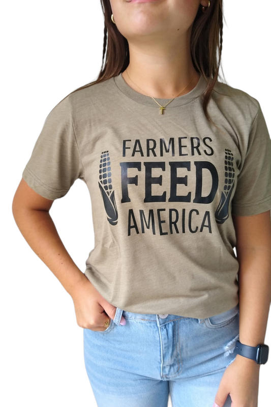 Farmers Feed America Olive Graphic Tee
