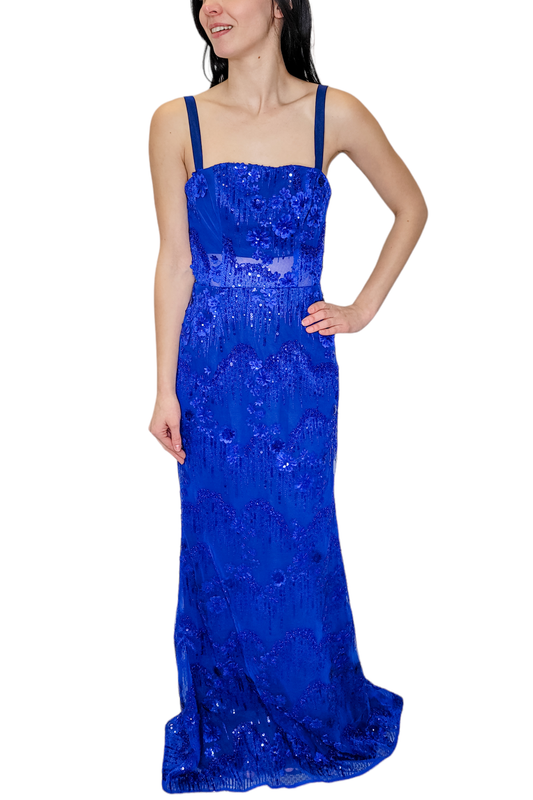 Dress The Population Royal Blue Embellished Mermaid Maxi Dress