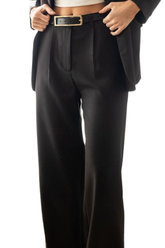 Black High Waisted Wide Leg Dress Pant Slacks