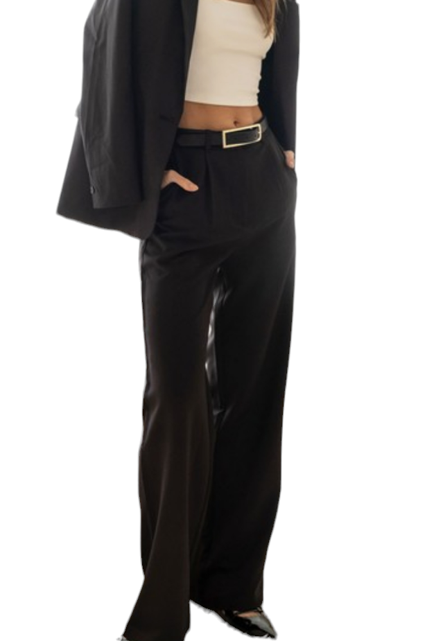 Black High Waisted Wide Leg Dress Pant Slacks