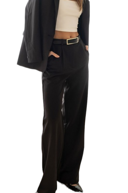 Black High Waisted Wide Leg Dress Pant Slacks