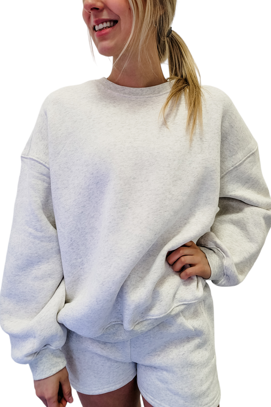Heather White Everyday Oversized Crewneck