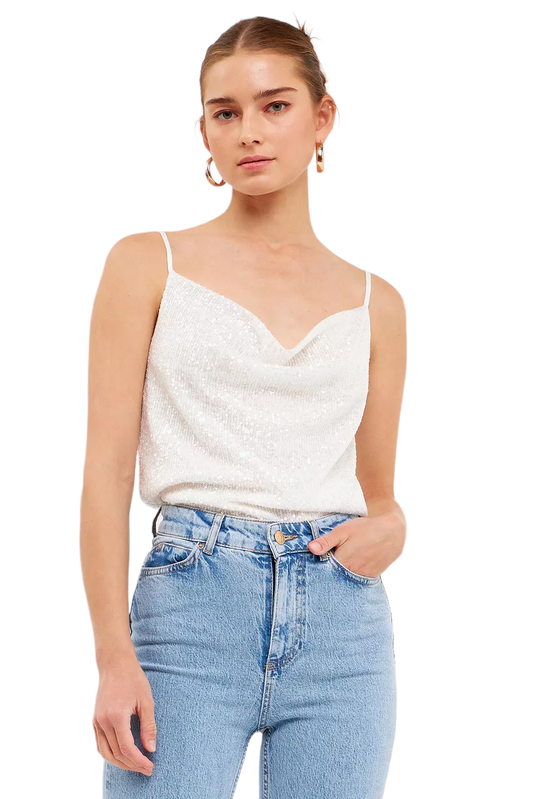 Endless Rose White Sequin Tank Top