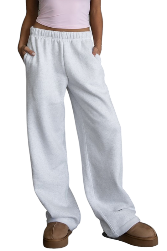 Heather White Everyday Baggy Wide Leg Sweatpants