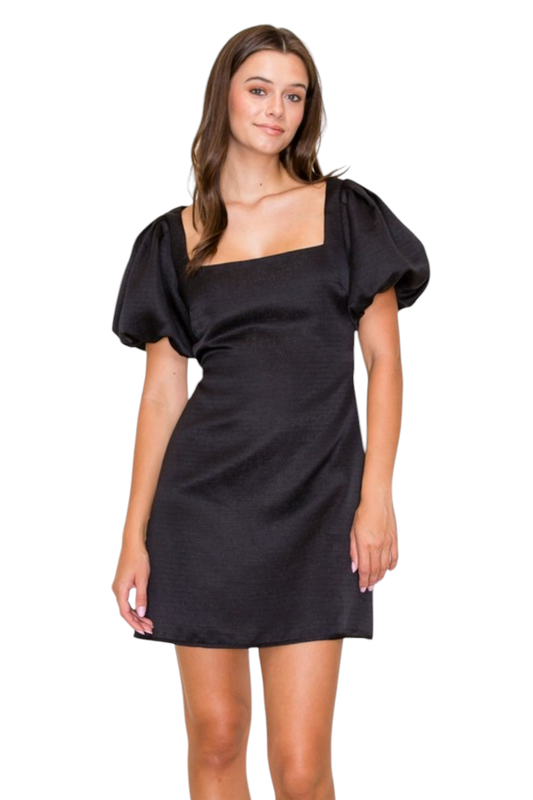 Glam Black Open Back Mini Dress
