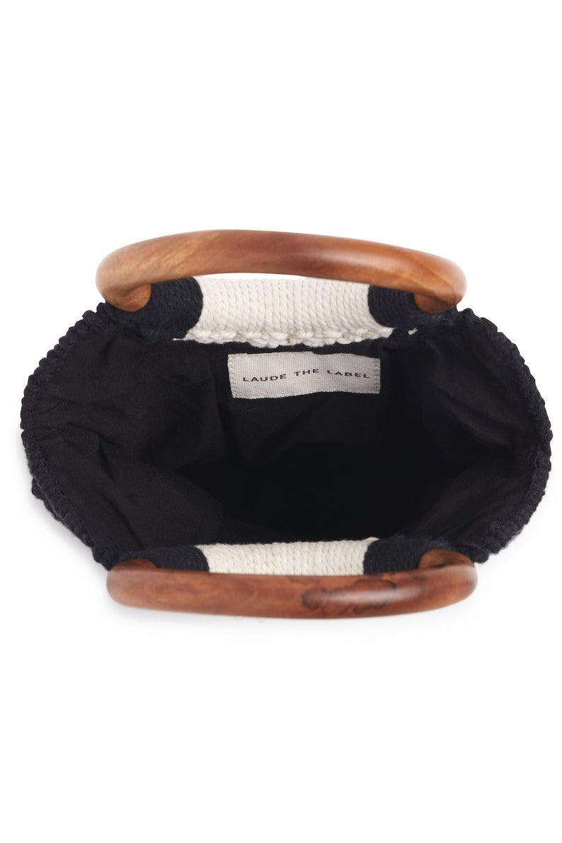 LAUDE The Gabby Black & White Macrame Bag