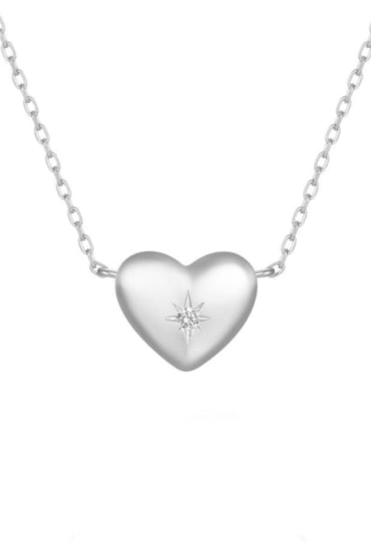 Silver Star Heart Necklace