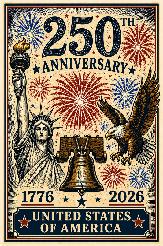 rectangle 250th Anniversary USA Sticker
