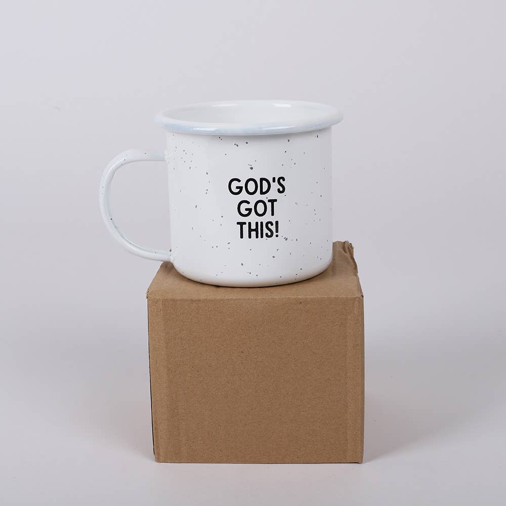 12 oz White Campfire Mug "Be Still"