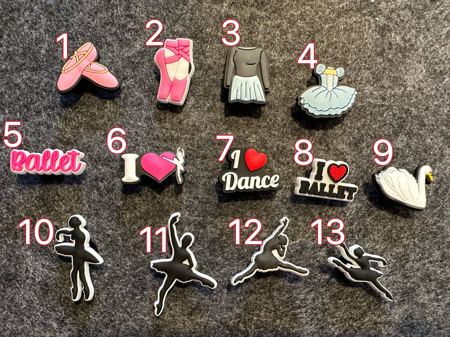 Pick your own Dance Ballet theme shoe charms