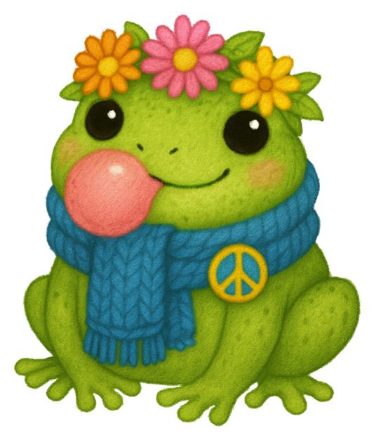 Hippie Bubble Gum Scarf Frog sticker