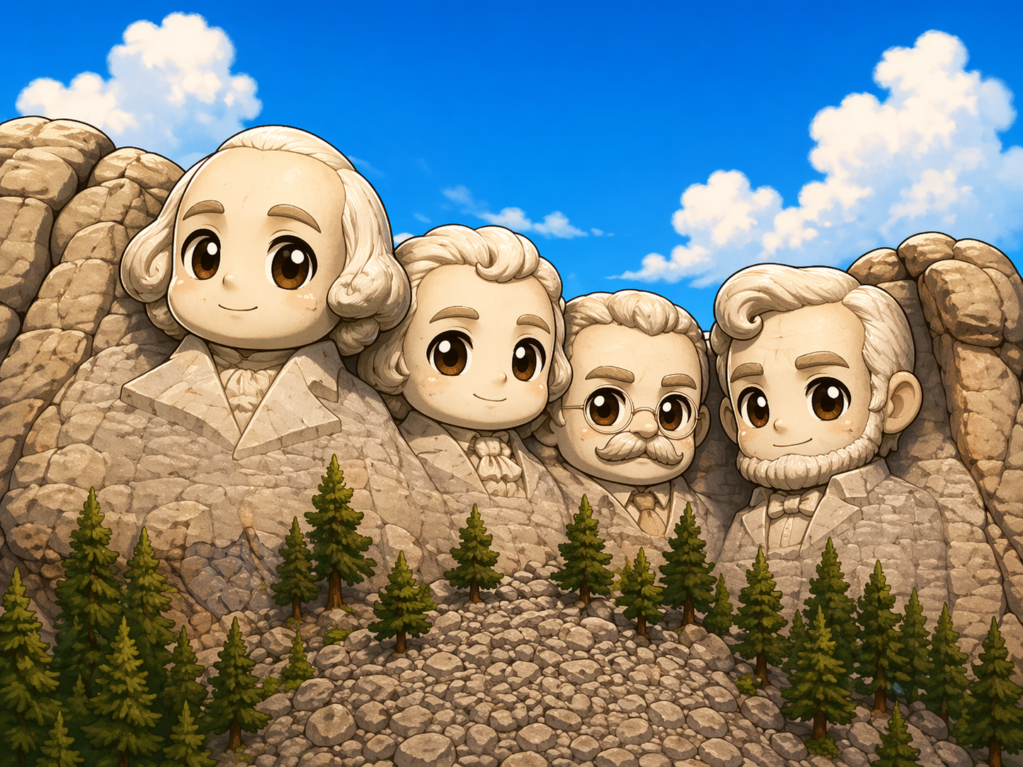 mount rushmore chibi sticker