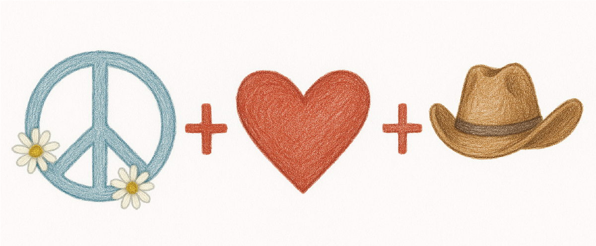 BLUE Peace Love Hat Sticker