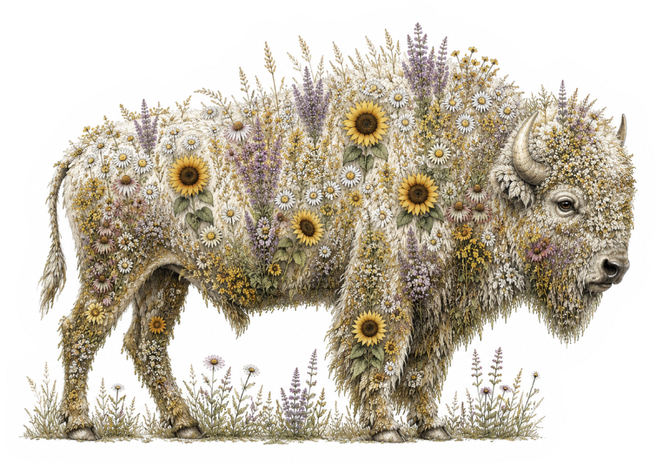 Buffalo Wildflowers WHITE magnet
