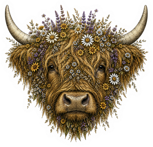 Highland Cow Wildflower BROWN magnet