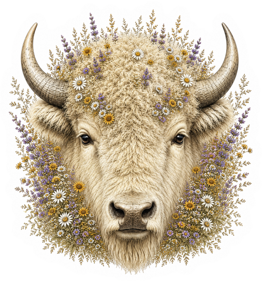 Prairie Buffalo Wildflower WHITE magnet