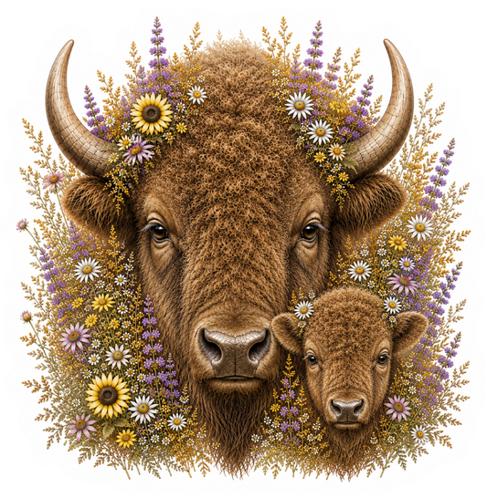 Prairie Buffalo & Calf Wildflower Magnet