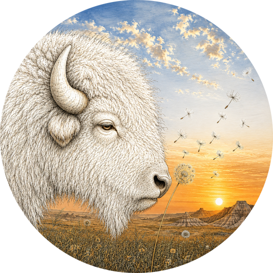 Buffalo Dandelion WHITE Sticker