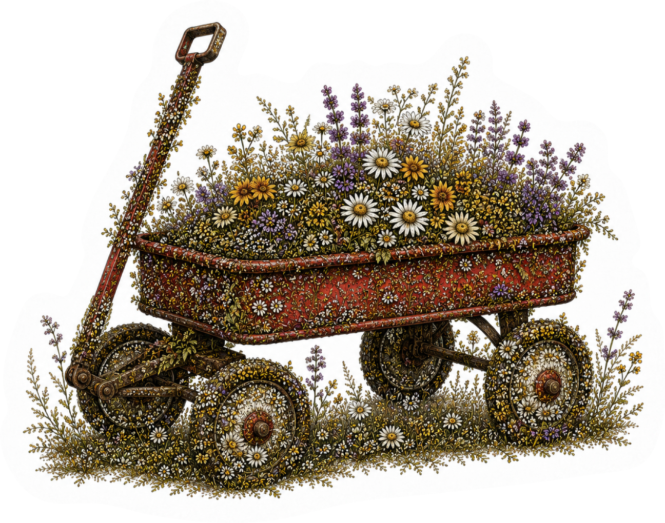 Wagon Wildflower magnet