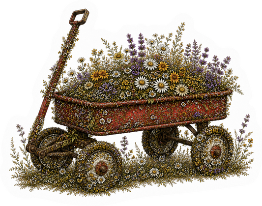 Wagon Wildflower magnet
