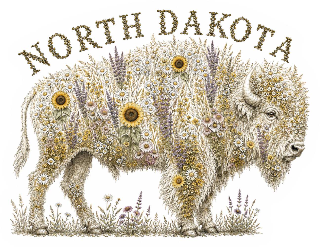 Buffalo Wildflowers WHITE-ND magnet