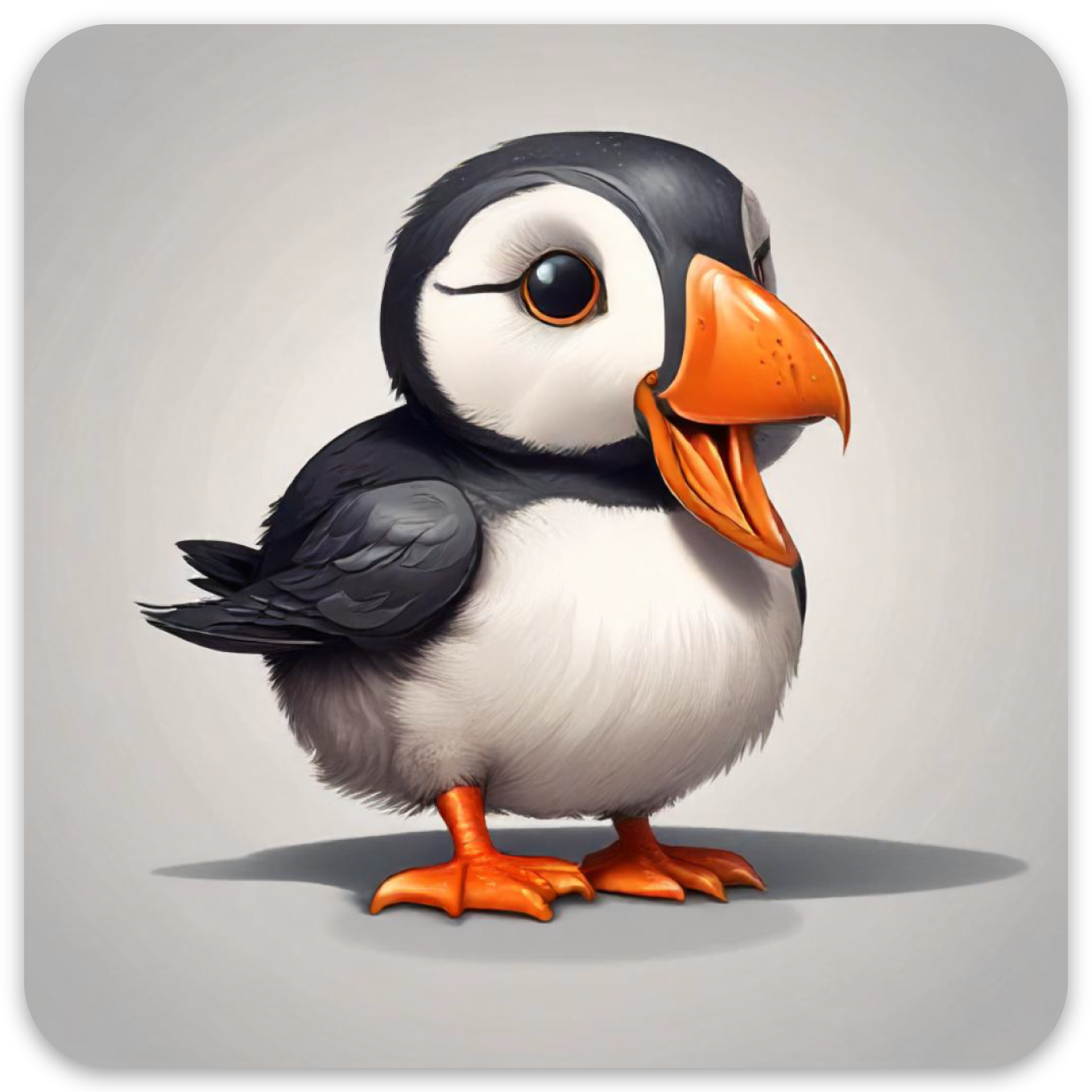 Cartoon Puffin Sticker - Sq