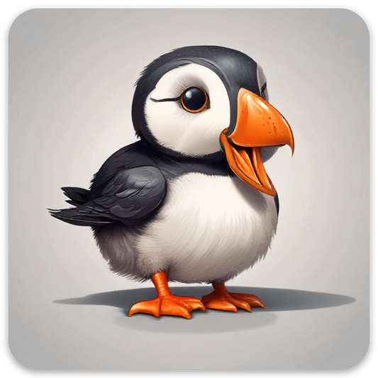 Cartoon Puffin Sticker - Sq