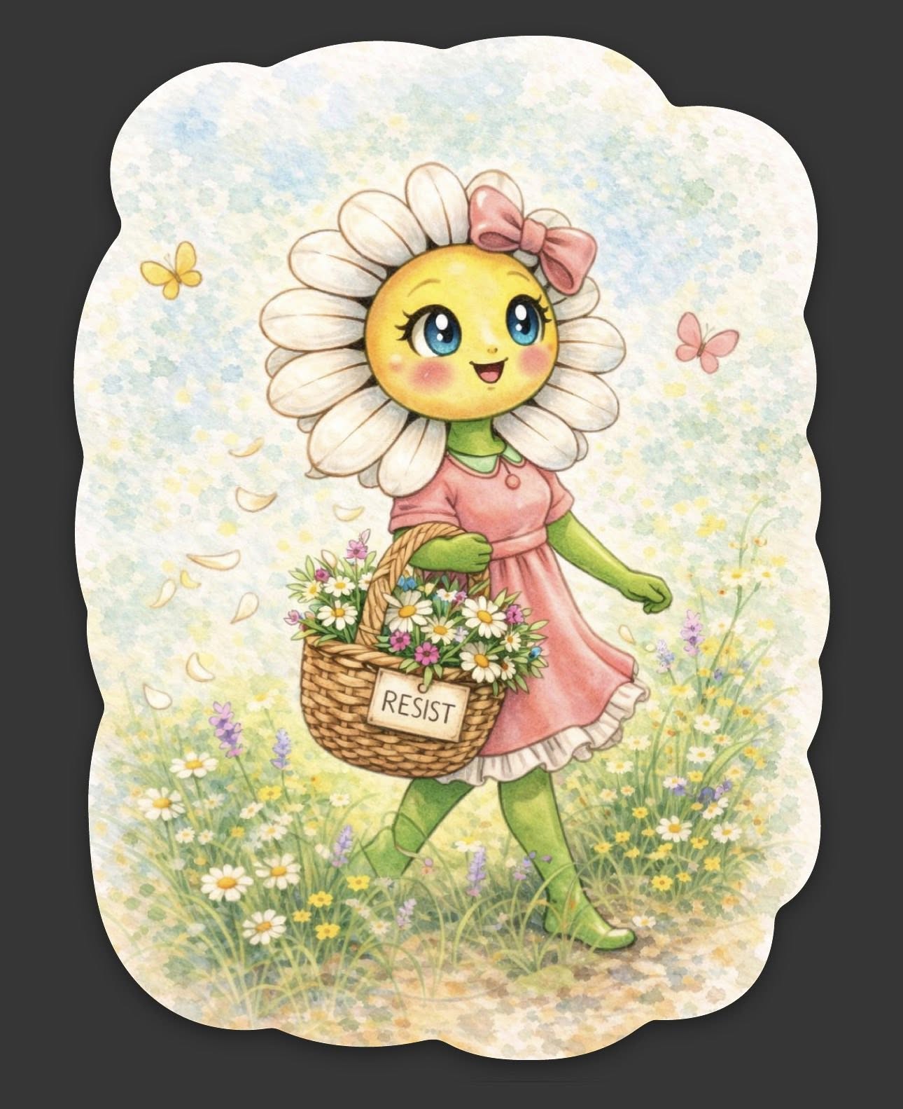 Resist Daisy Basket - Sticker