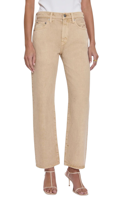 Pistola Lexi Mid Rise Bowed Straight Sand Dollar Jeans