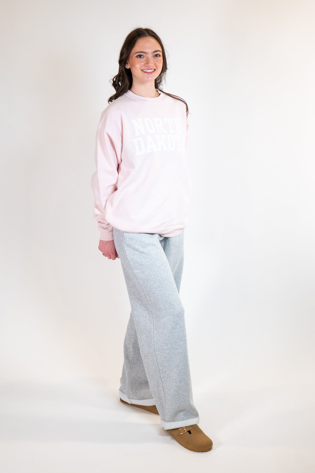 North Dakota Pink Graphic Crewneck Sweatshirt