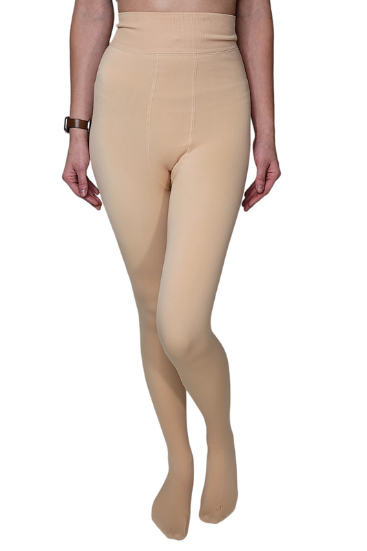 Beige Warm Fleece Lined Pantyhose Tights
