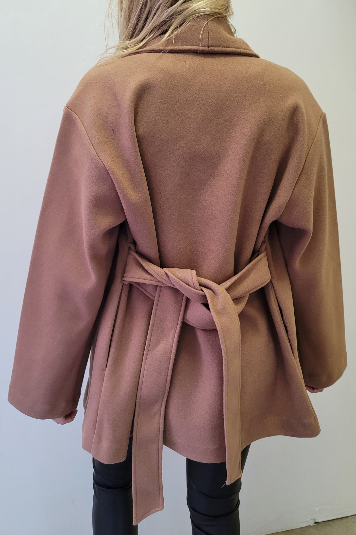 Dex Soft Camel Belted Shawl Collar Coat
