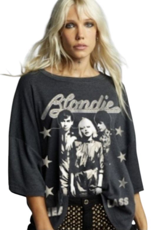 Blondie Distressed Black Oversized Graphic Tee