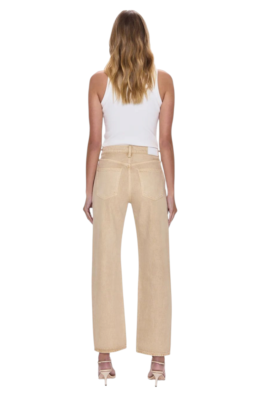 Pistola Lexi Mid Rise Bowed Straight Sand Dollar Jeans