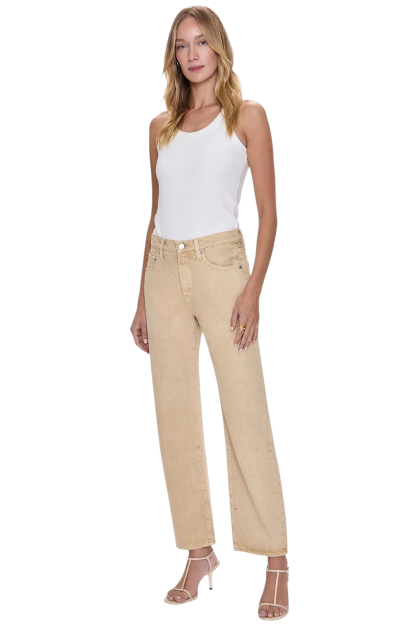 Pistola Lexi Mid Rise Bowed Straight Sand Dollar Jeans