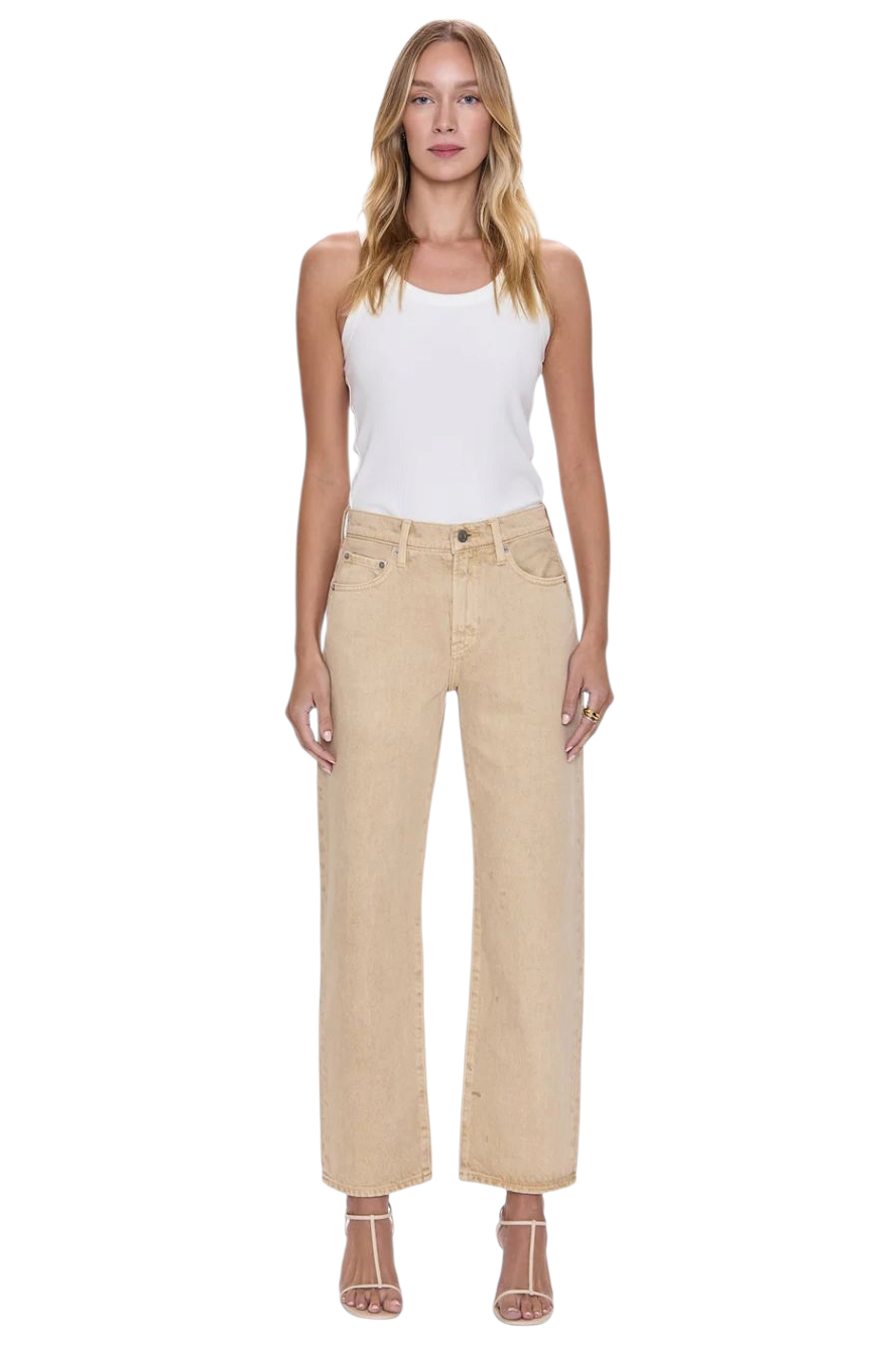 Pistola Lexi Mid Rise Bowed Straight Sand Dollar Jeans