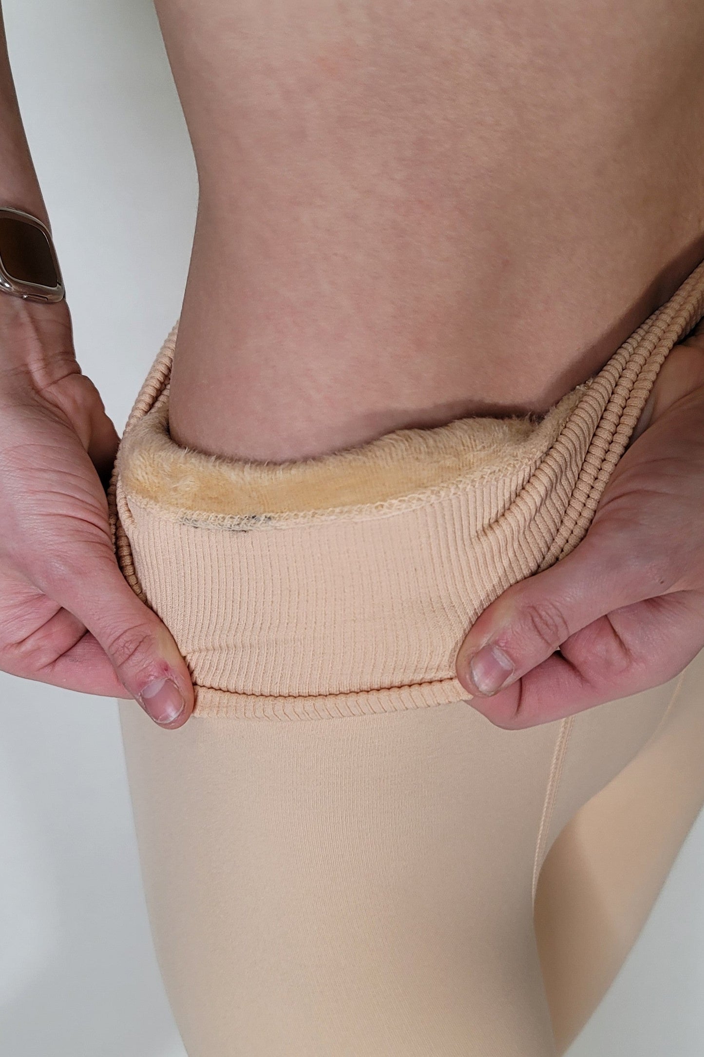 Beige Warm Fleece Lined Pantyhose Tights