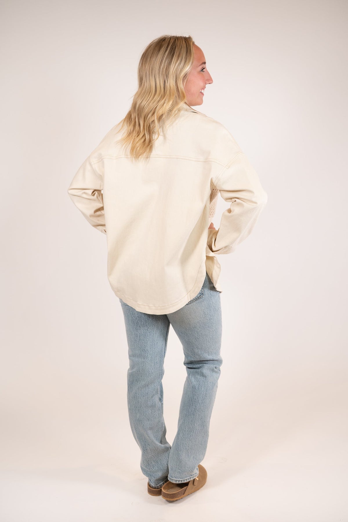 Sadie & Sage Cream Clear Eyes Crochet Pocket Shacket – Midtown Marketplace
