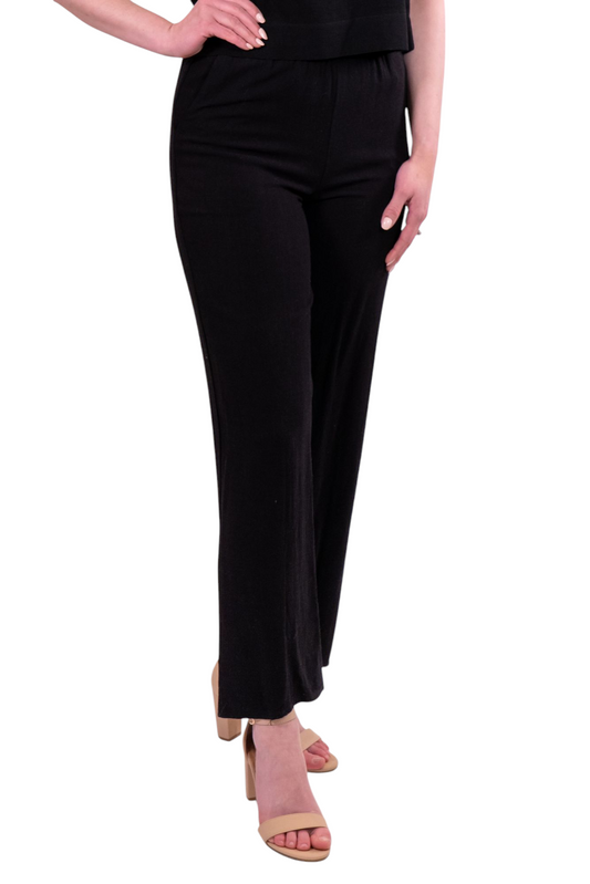 Black Side Pocket Drawstring Wide Leg Pants