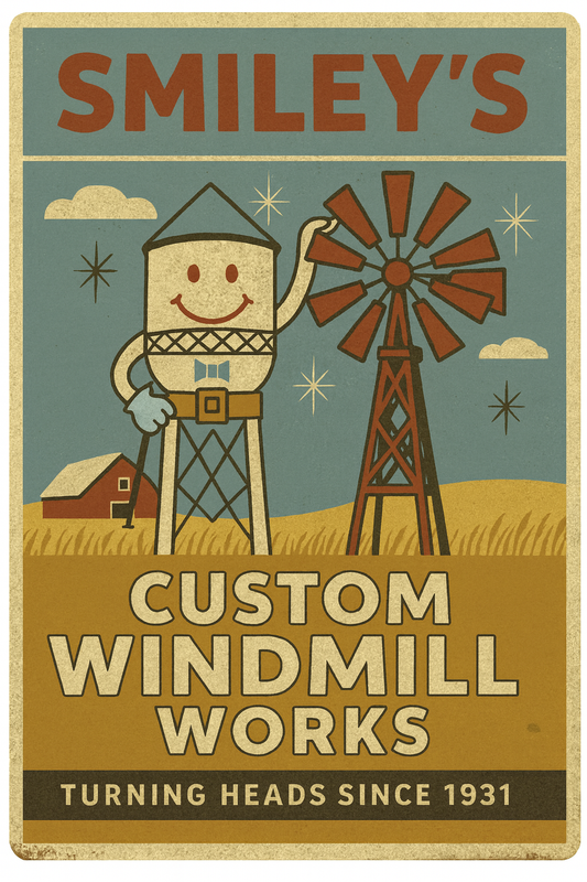 Smiley Windmill Works Sign Magnet